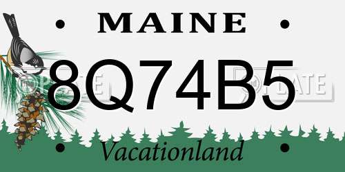 8Q74B5 Maine License Plate