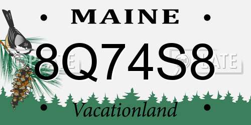 8Q74S8 Maine License Plate