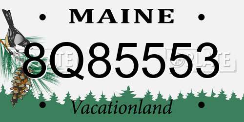 8Q85553 Maine License Plate