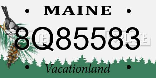 8Q85583 Maine License Plate