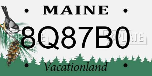 8Q87B0 Maine License Plate