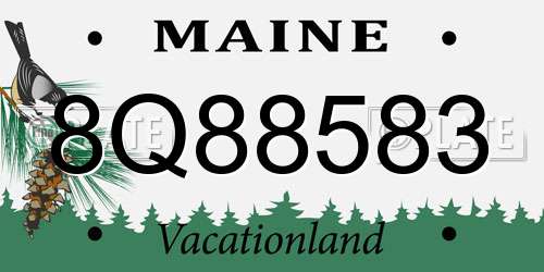 8Q88583 Maine License Plate