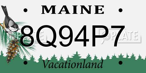 8Q94P7 Maine License Plate