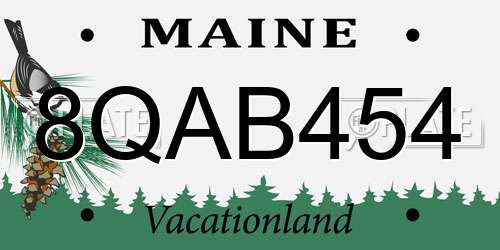 8QAB454 Maine License Plate