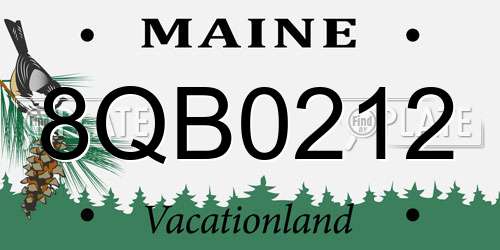 8QB0212 Maine License Plate