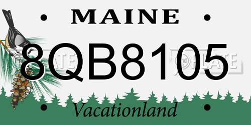 8QB8105 Maine License Plate