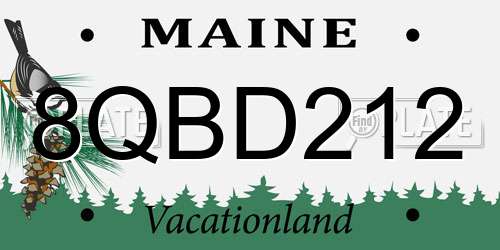 8QBD212 Maine License Plate