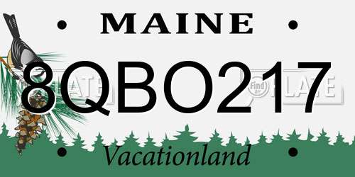 8QBO217 Maine License Plate