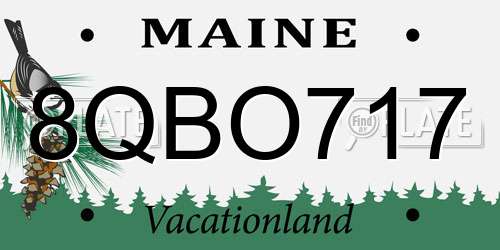 8QBO717 Maine License Plate