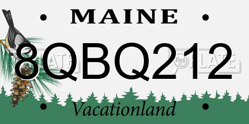 8QBQ212 Maine License Plate