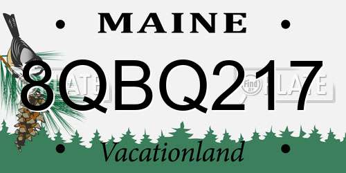8QBQ217 Maine License Plate