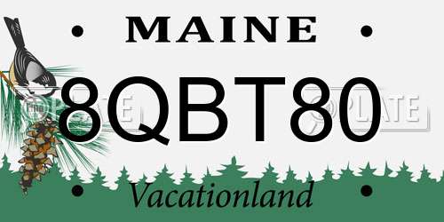 8QBT80 Maine License Plate