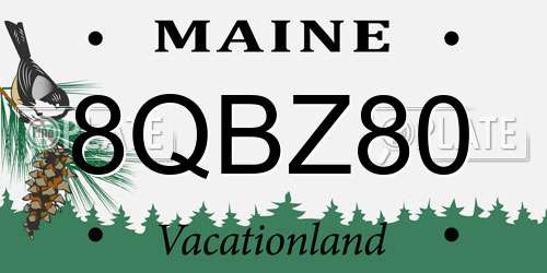 8QBZ80 Maine License Plate