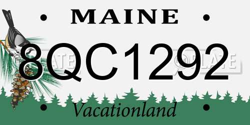 8QC1292 Maine License Plate