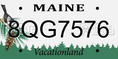 8QG7576 Maine License Plate