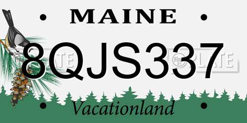 8QJS337 Maine License Plate