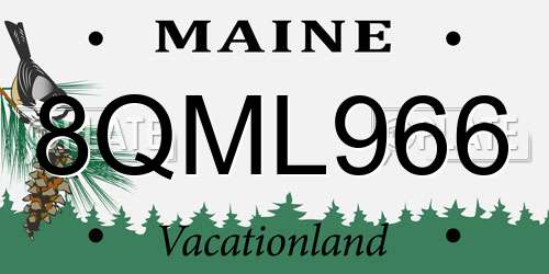 8QML966 Maine License Plate