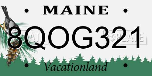8QOG321 Maine License Plate