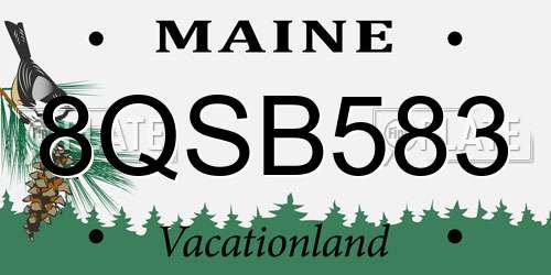 8QSB583 Maine License Plate