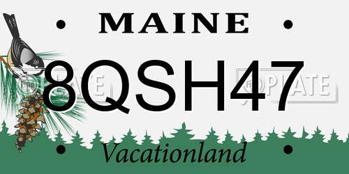 8QSH47 Maine License Plate