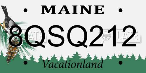 8QSQ212 Maine License Plate