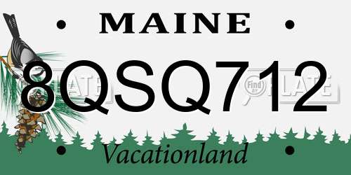 8QSQ712 Maine License Plate