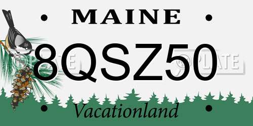 8QSZ50 Maine License Plate