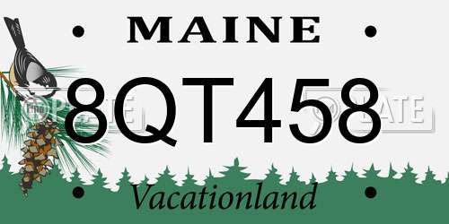 8QT458 Maine License Plate