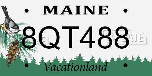 8QT488 Maine License Plate