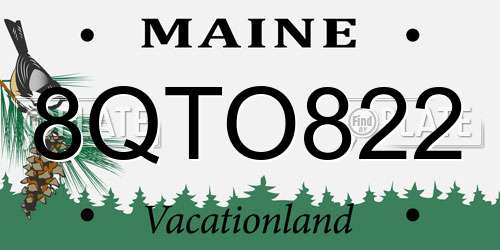 8QTO822 Maine License Plate
