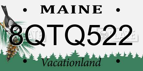 8QTQ522 Maine License Plate