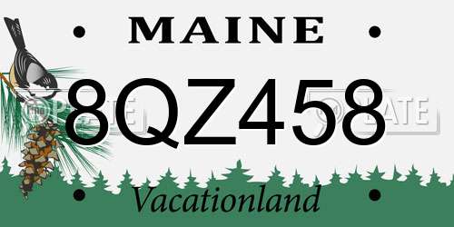 8QZ458 Maine License Plate