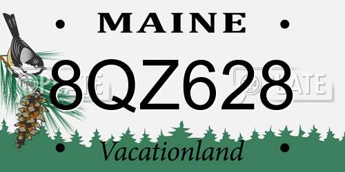 8QZ628 Maine License Plate