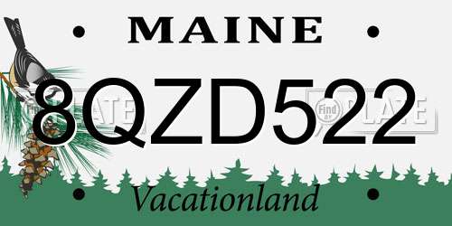 8QZD522 Maine License Plate