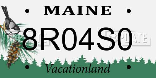 8R04S0 Maine License Plate