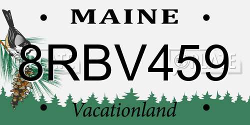 8RBV459 Maine License Plate