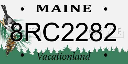8RC2282 Maine License Plate