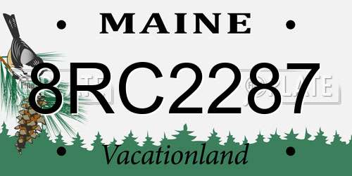 8RC2287 Maine License Plate