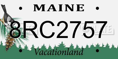 8RC2757 Maine License Plate
