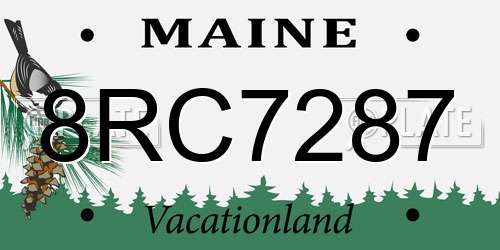 8RC7287 Maine License Plate