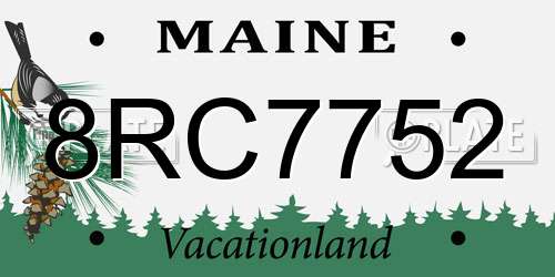 8RC7752 Maine License Plate