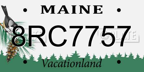 8RC7757 Maine License Plate