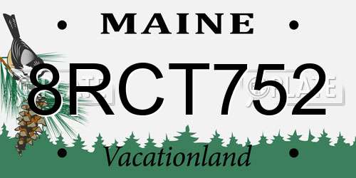 8RCT752 Maine License Plate