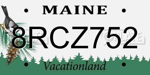 8RCZ752 Maine License Plate