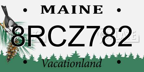 8RCZ782 Maine License Plate