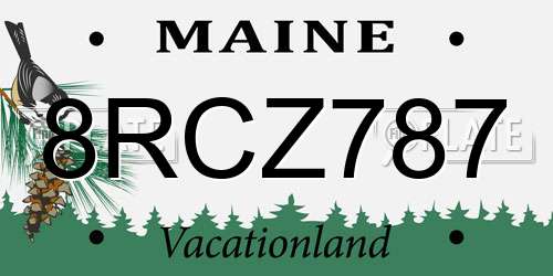 8RCZ787 Maine License Plate