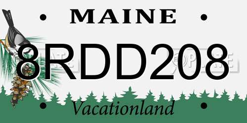 8RDD208 Maine License Plate
