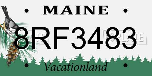 8RF3483 Maine License Plate