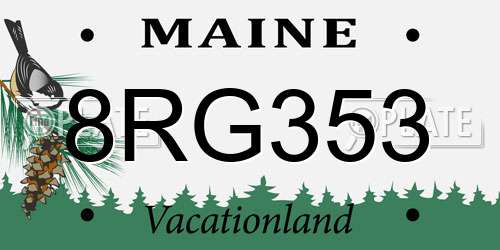 8RG353 Maine License Plate
