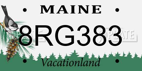 8RG383 Maine License Plate